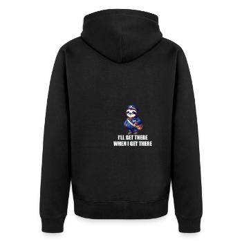 Ich werde es schaffen, wenn ich es schaffe - Unisex Premium Bio Zip Hoodie - Schwarz - Hinten - Nico (187cm)