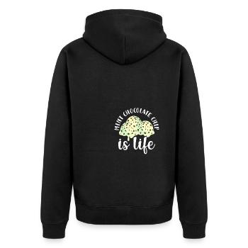 Minz-Schoko-Chip ist Leben - Unisex Premium Bio Zip Hoodie - Schwarz - Hinten - Nico (187cm)