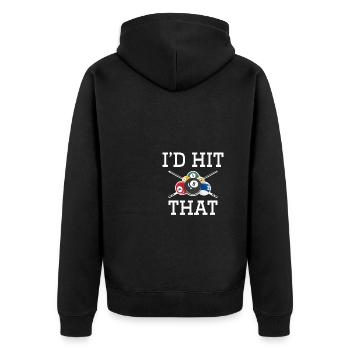 Das würde ich treffen - Unisex Premium Bio Zip Hoodie - Schwarz - Hinten - Nico (187cm)