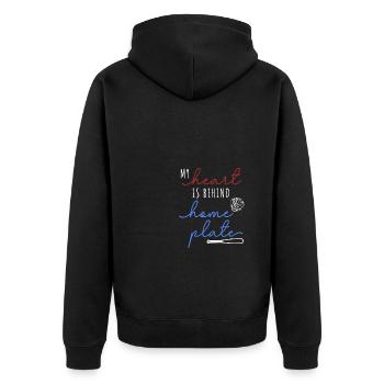 Mein Herz ist hinter dem Schlagmal - Unisex Premium Bio Zip Hoodie - Schwarz - Hinten - Nico (187cm)