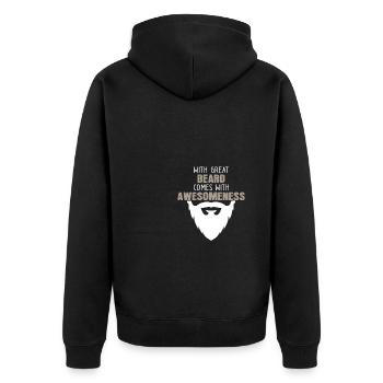 Mit großem Bart kommt große Ehrfurcht - Unisex Premium Bio Zip Hoodie - Schwarz - Hinten - Nico (187cm)