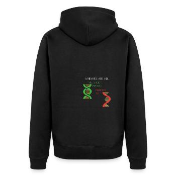 DNA - noch einzeln - RNA - immer - Unisex Premium Bio Zip Hoodie - Schwarz - Hinten - Nico (187cm)