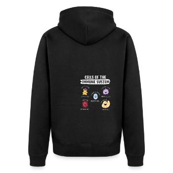 Zellen des Immunsystems - Unisex Premium Bio Zip Hoodie - Schwarz - Hinten - Nico (187cm)
