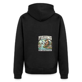 Angeln Die ultimative Ausrede fürs Nichtstun - Unisex Premium Bio Zip Hoodie - Schwarz - Hinten - Nico (187cm)