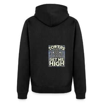 Türme machen mich high - Unisex Premium Bio Zip Hoodie - Schwarz - Hinten - Nico (187cm)