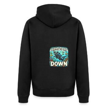 Ich liebe es, abzutauchen - Unisex Premium Bio Zip Hoodie - Schwarz - Hinten - Nico (187cm)
