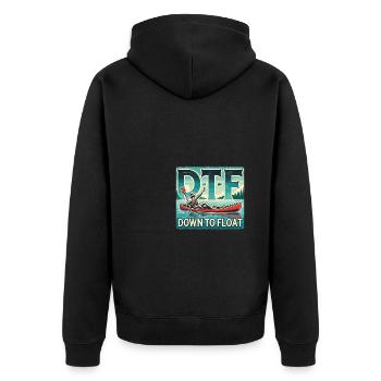 DTF - Down To Float - Unisex Premium Bio Zip Hoodie - Schwarz - Hinten - Nico (187cm)