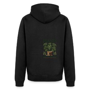 Pflanzen sind meine Therapie - Unisex Premium Bio Zip Hoodie - Schwarz - Hinten - Nico (187cm)