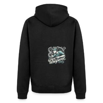 Pfeifenflüsterer - Unisex Premium Bio Zip Hoodie - Schwarz - Hinten - Nico (187cm)
