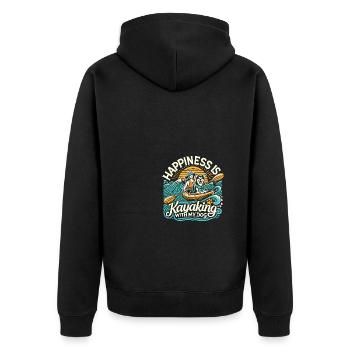 Glück ist Kajakfahren mit meinem Hund - Unisex Premium Bio Zip Hoodie - Schwarz - Hinten - Nico (187cm)