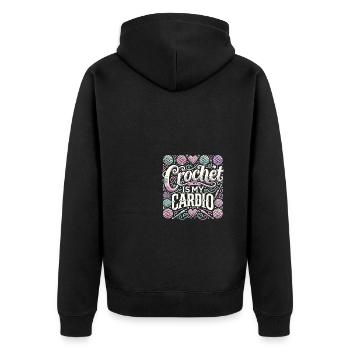 Häkeln ist mein Fitnessprogramm - Unisex Premium Bio Zip Hoodie - Schwarz - Hinten - Nico (187cm)