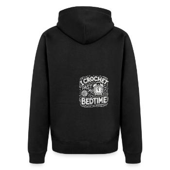 Ich häkle nach der Schlafenszeit - Unisex Premium Bio Zip Hoodie - Schwarz - Hinten - Nico (187cm)