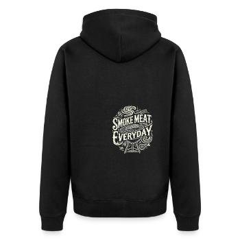 Täglich Fleisch räuchern - Unisex Premium Bio Zip Hoodie - Schwarz - Hinten - Nico (187cm)