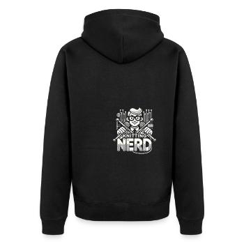 Strick-Nerd - Unisex Premium Bio Zip Hoodie - Schwarz - Hinten - Nico (187cm)