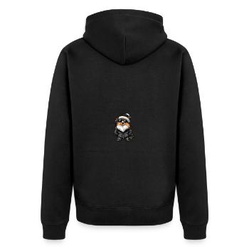 Border Collie Hund Winter Comic - Unisex Premium Bio Zip Hoodie - Schwarz - Hinten - Nico (187cm)