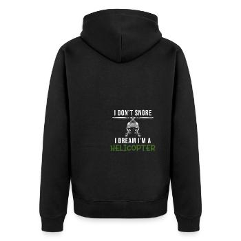 Ich bin ein Hubschrauber - Unisex Premium Bio Zip Hoodie - Schwarz - Hinten - Nico (187cm)