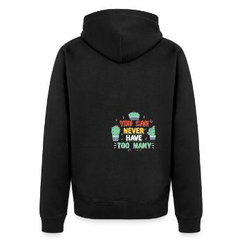 Man kann nie zu viele Sukkulenten haben - Unisex Premium Bio Zip Hoodie - Schwarz - Hinten - Nico (187cm)