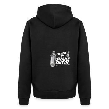 Ich bin hier, um Barkeeper zu schütteln - Unisex Premium Bio Zip Hoodie - Schwarz - Hinten - Nico (187cm)