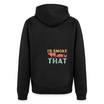 Das würde ich rauchen - Unisex Premium Bio Zip Hoodie - Schwarz - Hinten - Nico (187cm)