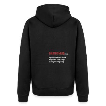 Theater-Nerd - Unisex Premium Bio Zip Hoodie - Schwarz - Hinten - Nico (187cm)