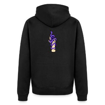Japanese purple snake and hand with sun - Unisex Premium Organic Zip Hoodie - black - Back - Nico (187cm)