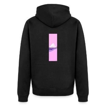 Pinker Strand - Unisex Premium Bio Zip Hoodie - Schwarz - Hinten - Nico (187cm)