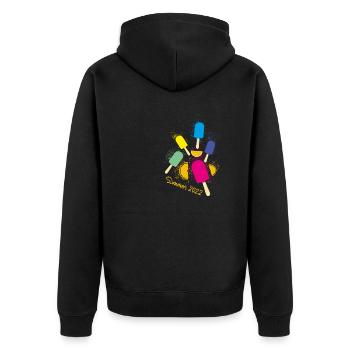 sommer 2022, wassereis, bunt,eis,sommer,buntes eis - Unisex Premium Bio Zip Hoodie - Schwarz - Hinten - Nico (187cm)