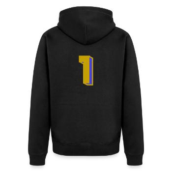 1 - Unisex Premium Bio Zip Hoodie - Schwarz - Hinten - Nico (187cm)
