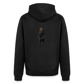 Stehender Bär - Unisex Premium Bio Zip Hoodie - Schwarz - Hinten - Nico (187cm)