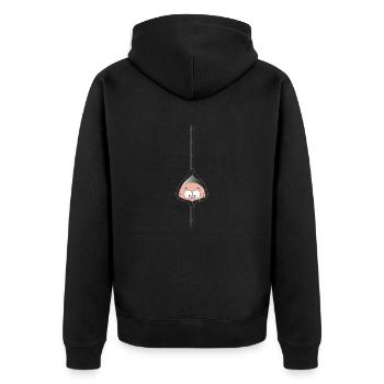 schwanger baby junge boy tasche knopfleiste - Unisex Premium Bio Zip Hoodie - Schwarz - Hinten - Nico (187cm)