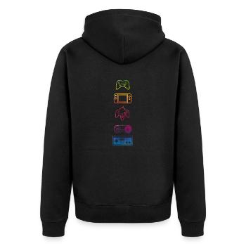 Classic Gaming controllers - Unisex Premium Organic Zip Hoodie - black - Back - Nico (187cm)