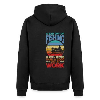 A Bad Day Of Fishing Better Work Father's Day - Unisex Premium Bio Zip Hoodie - Schwarz - Hinten - Nico (187cm)