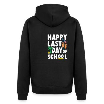 Dernier jour d’école - Veste à capuche bio Premium Unisexe - noir - Dos - Nico (187cm)