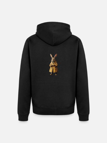 Coniglietto in impermeabile in stile retrò - Felpa con cappuccio ecologica premium unisex - nero