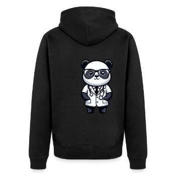 Cute Panda Doctor - Unisex Premium Bio Zip Hoodie - Schwarz - Hinten - Nico (187cm)