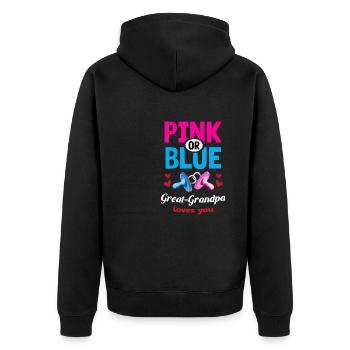 Pink or Blue Great-Grandpa Loves You Gender - Unisex Premium Organic Zip Hoodie - black - Back - Nico (187cm)