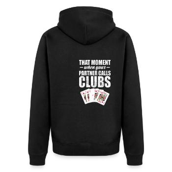 Ce moment où votre partenaire appelle les clubs - Veste à capuche bio Premium Unisexe - noir - Dos - Nico (187cm)