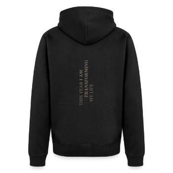 Centre de pression arrière sous le capot - Veste à capuche bio Premium Unisexe - noir - Dos - Nico (187cm)
