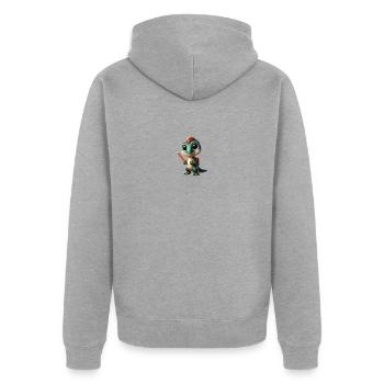 Velociraptor Cartoon 3 - Veste à capuche bio Premium Unisexe - gris chiné - Dos - Nico (187cm)