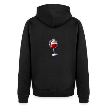 Cute Sloth Cartoon with Red Wine - Unisex Premium Organic Zip Hoodie - black - Back - Nico (187cm)