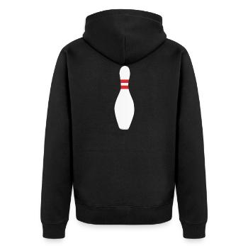Ein Bowling bzw Kegel Pin - Unisex Premium Bio Zip Hoodie - Schwarz - Hinten - Nico (187cm)