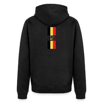 Drapeau de cycliste belge cycliste vélo belgique - Veste à capuche bio Premium Unisexe - noir - Dos - Nico (187cm)