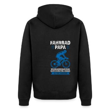 Fahrrad Papa Rad Radfahrer Geschenk - Unisex Premium Bio Zip Hoodie - Schwarz - Hinten - Nico (187cm)