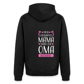 Mama & Oma Familie Mutter Geschenk - Unisex Premium Bio Zip Hoodie - Schwarz - Hinten - Nico (187cm)