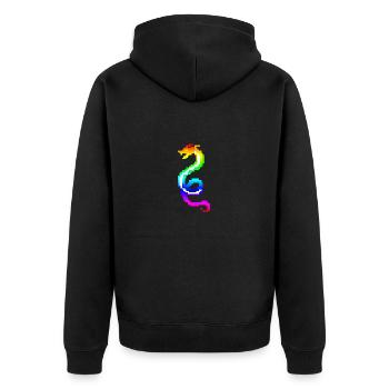 colorful retro dragon - Unisex Premium Organic Zip Hoodie - black - Back - Nico (187cm)