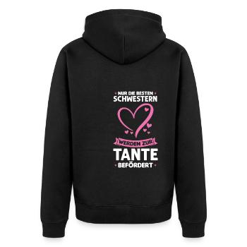 Tante Familie Schwester Geschenk - Unisex Premium Bio Zip Hoodie - Schwarz - Hinten - Nico (187cm)