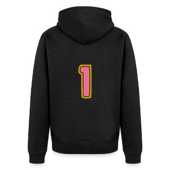 1. 1 YEAR. 1st ANNIVERSARY. 1 YEAR BIRTHDAY - Unisex Premium Organic Zip Hoodie - black - Back - Nico (187cm)