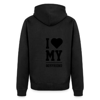 I Love My Boyfriend - Boyfriend Funny Gift - Unisex Premium Organic Zip Hoodie - black - Back - Nico (187cm)