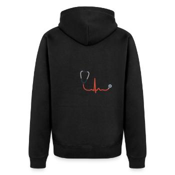 STÉTHOSCOPE MÉDECIN HÔPITAL - Veste à capuche bio Premium Unisexe - noir - Dos - Nico (187cm)
