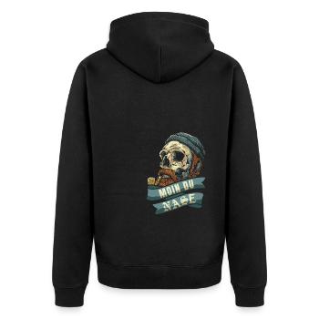 Moin du Nase Northern Germany North German Motif - Unisex Premium Organic Zip Hoodie - black - Back - Nico (187cm)
